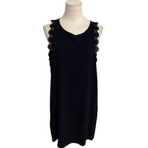 VANESSA BRUNO Navy‎ Blue Shift Dress Lace Sleeveless Sz 38 M 6 Work Party Silk